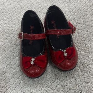 Girls' Sparkle Red Mary Jane Dress Shoes with Bow